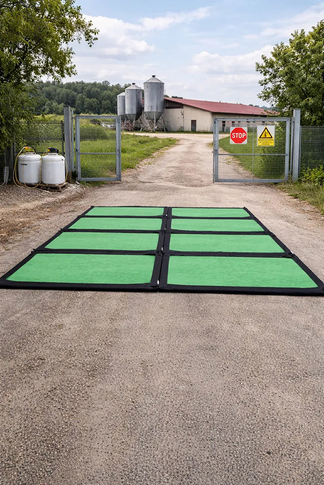 Mata dezynfekcyjna przejazdowa modułowa przed wjazdem na gospodarstwo